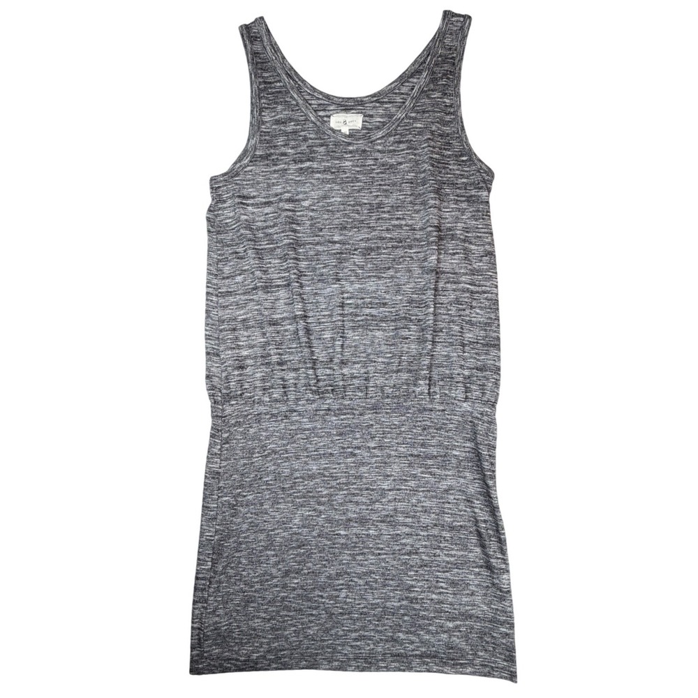 Lou & Grey Space Dye Knit Dress Womens Medium Black White Elastic Drop Waist M